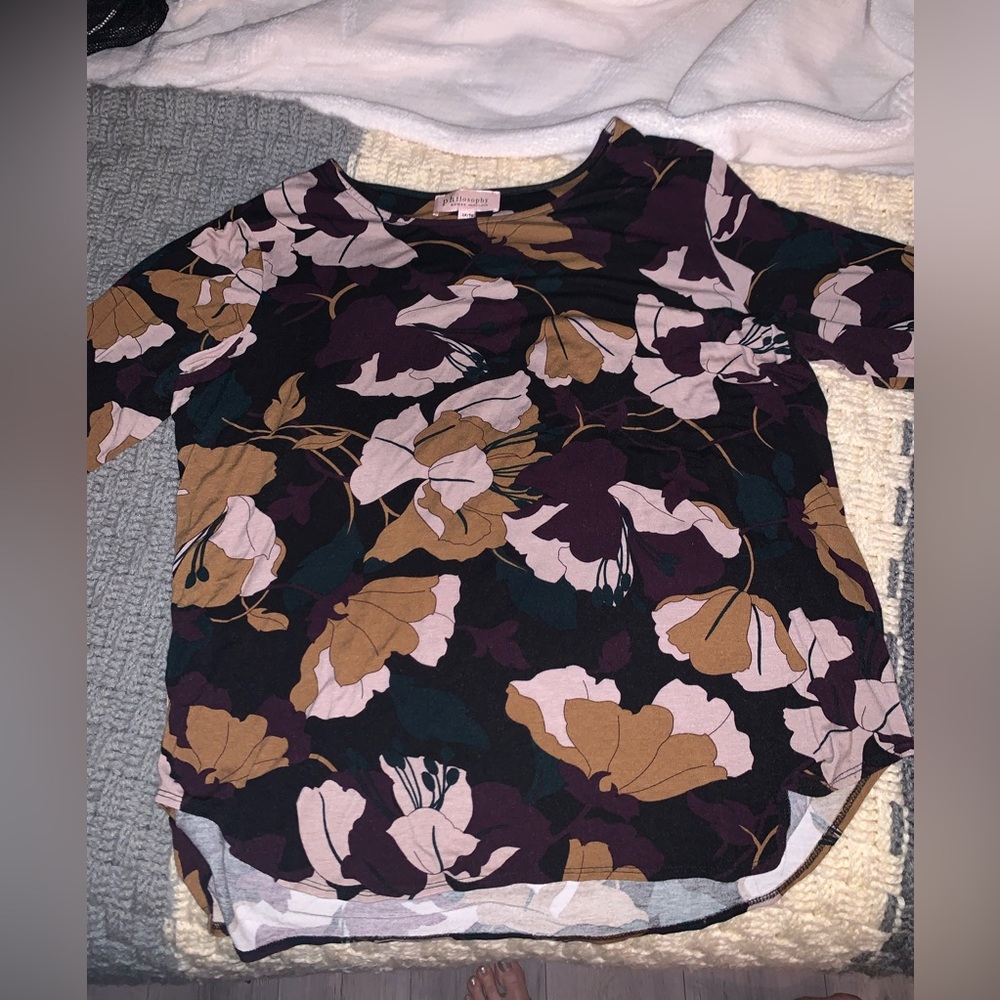 Philosophy Pink and Tan Fitted Blouse